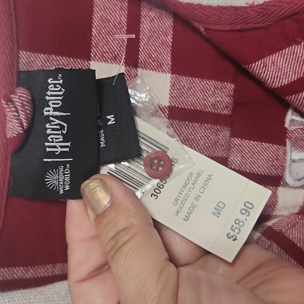 Harry Potter Plaid Hooded Shirt with Crest NWT - Picture 4 of 7